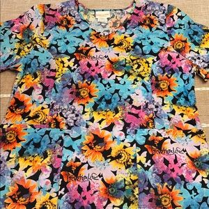 Colorful Floral Scrub Top